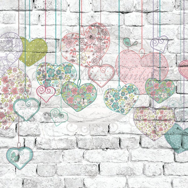 NEW Swanky Prints Original 7ft x 6ft Vinyl Photography Backdrop / Valentines Urban Hearts