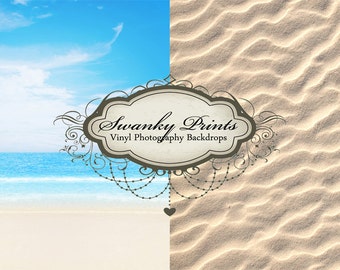 COMBO Two 6ft x 6ft Vinyl (backdrop and floordrop) White Sandy Beach and White Sand Teture