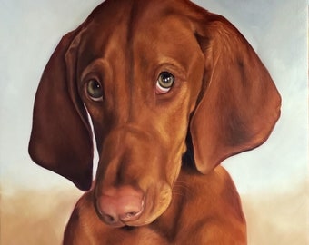 Pet Painting - Vizsla Portrait - Oil Portrait - Painting from Photos - Realistic Painting - Dog Portrat - Dog Artwork