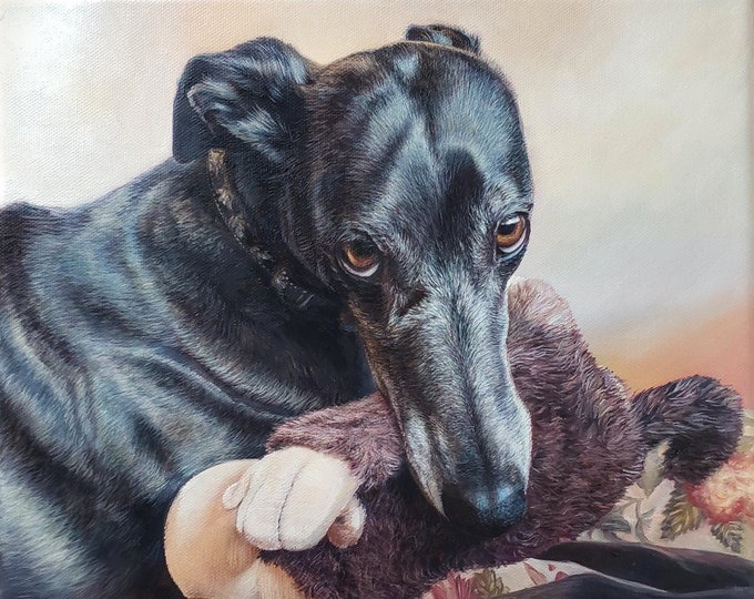Custom Pet Portrait - Oil Painting - Dog Portrait - Greyhound - Dog Art - Perfect Gift Idea