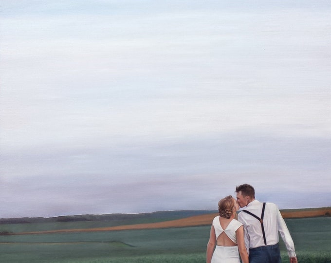 CUSTOM PORTRAIT - Wedding Portrait - Anniversary Gift - Wedding Painting - Oil Portrait