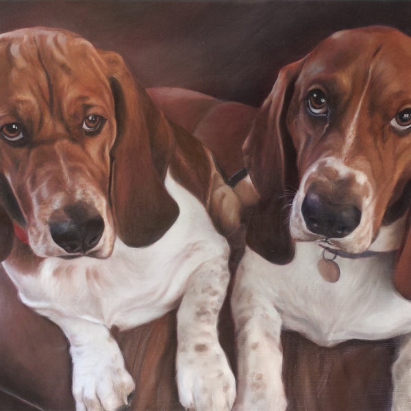 CUSTOM PET PORTRAIT - Oil Painting - Dog Painting - Basset Hound - Labrador - Yellow Lab - Perfect Gift