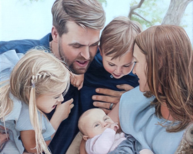 Custom Family Portrait - Realistic Oil Painting - Photo to Painting - Family Oil Portrait - Unique Gift - Commissioned Art