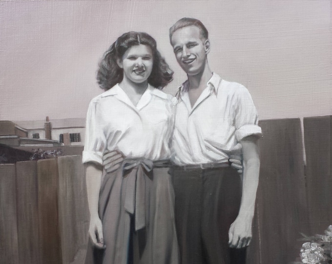 Custom Painting - Oil Painting - Black and White Painting - Oil Portrait - Anniversary Gift