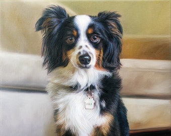 Custom Portrait - Pet Portrait - Dog Portrait - Oil Painting - Pet Painting - Border Collie - Yellow Lab