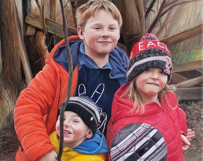 Custom Family Portrait - CUSTOM PORTRAIT PAINTING -  Oil Painting - Child Portrait - Painted from Photo