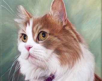 Hand Painted Custom Pet Portrait - Cat Portrait - Cat Painting - Oil Painting - Custom Painting - Custom Cat Art