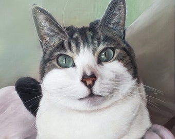 Hand Painted CUSTOM CAT PORTRAIT - Pet Portrait - Oil Painting - Custom Cat Painting