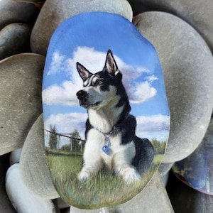 Memorial Pet Portrait Rock: Custom Oil Painting, Dog or Cat