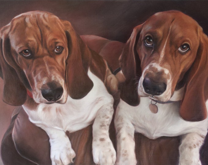 CUSTOM PET PORTRAIT - Oil Painting - Dog Painting - Basset Hound - Labrador - Yellow Lab - Perfect Gift