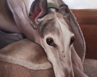Handgemalte BENUTZERDEFINIERTE TIERE PORTRAITS - Individuelles Haustier Gemälde - Windhund - Haustier Ölgemälde - Hunde Portrait