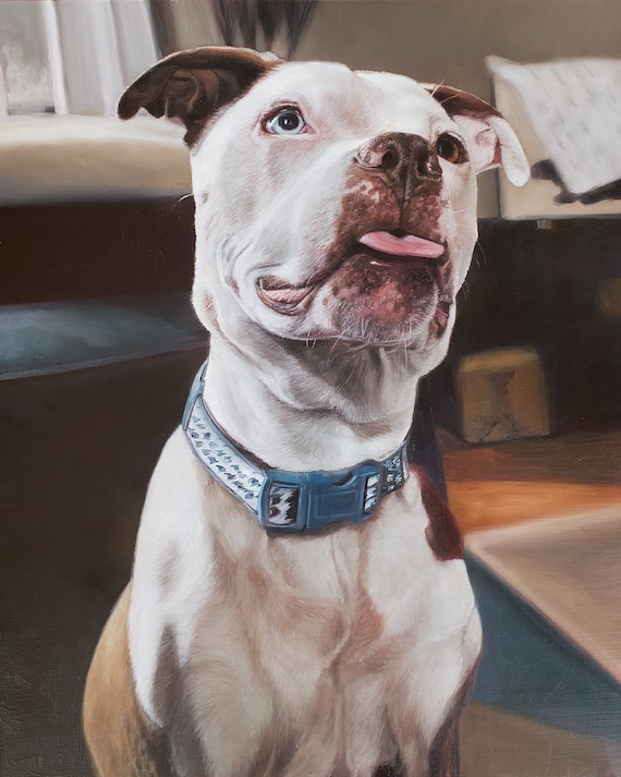 Custom Pet Portrait - Dog Painting - Pet Painting - Oil Painting - Pit Bull - Vizsla