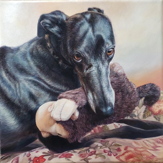 Custom Pet Portrait - Oil Painting - Dog Portrait - Greyhound - Dog Art - Perfect Gift Idea