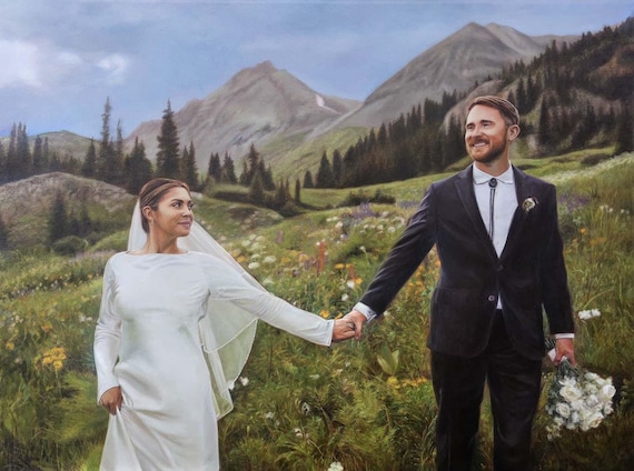 Custom Painting - CUSTOM WEDDING PORTRAIT - Wedding art - Oil Painting - Gift for Bride and Groom - Anniversary Gift