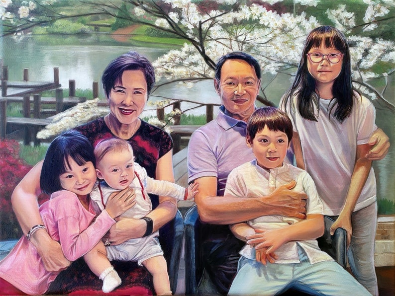 Custom Painting Custom Portrait Oil Painting Family Portrait Painting from your Photo Perfect Gift image 1