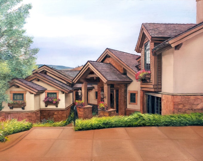 Custom House Painting - House Portrait - Painting of Home