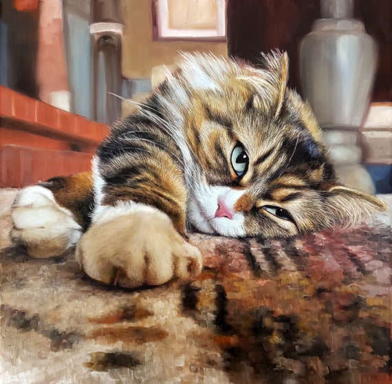 Cat Portrait - Oil Painting - Custom Cat Painting - Commissioned Cat Painting - Oil Portrait of Cat