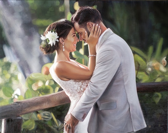 Reserved for Aubrey - CUSTOM PORTRAIT - Wedding Portrait - Wedding Painting - Oil Painting - Wedding Gift - Anniversary Gift
