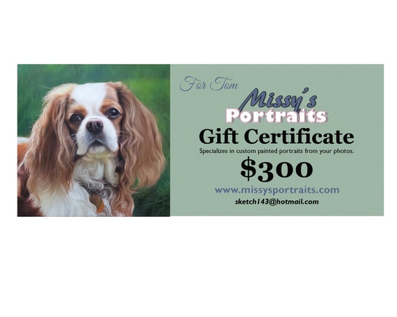 Reserved for Bill -  CUSTOM PAINTING - Personalized Gift Certificates - Oil Painting - Custom Portrait Gift