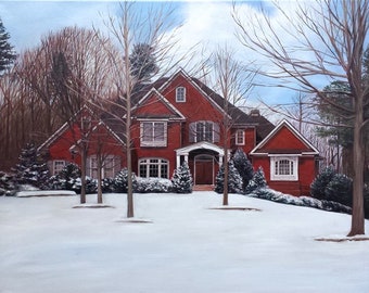 Custom House Painting - House Portrait - House Art - Painting of Home - Portrait of Home - Oil Painting