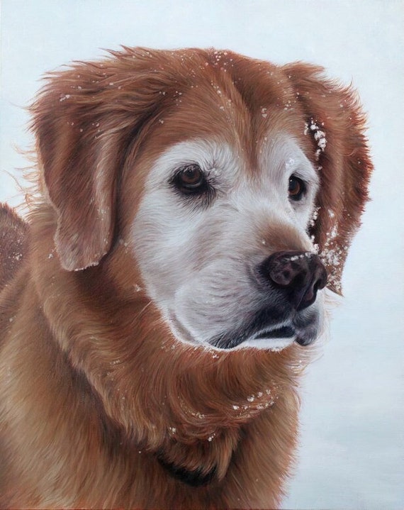 Dog Portrait - Custom Oil Painting - Handmade Pet Painting - Golden Retriever Art