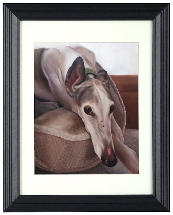 Frame Order - 8x10 and 9x12 only - CUSTOM PET PORTRAITS - Custom Pet Painting - Greyhound - Pet Oil Painting - Dog Portrait