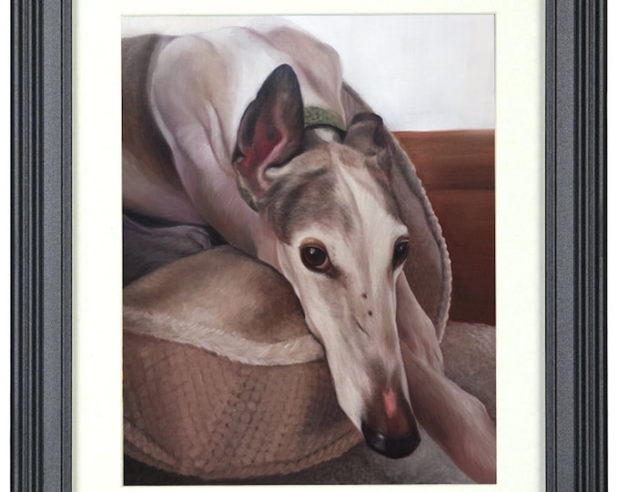 Frame Order - 8x10 and 9x12 only - CUSTOM PET PORTRAITS - Custom Pet Painting - Greyhound - Pet Oil Painting - Dog Portrait