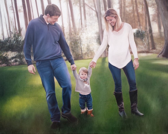 CUSTOM PORTRAIT Family Portrait Painting - Oil Painting - Unique Gift