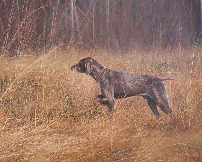 CUSTOM PET PORTRAIT Oil Painting Hunting Dog Dog Portrait German Short Haired Pointer Setter Lab image 1