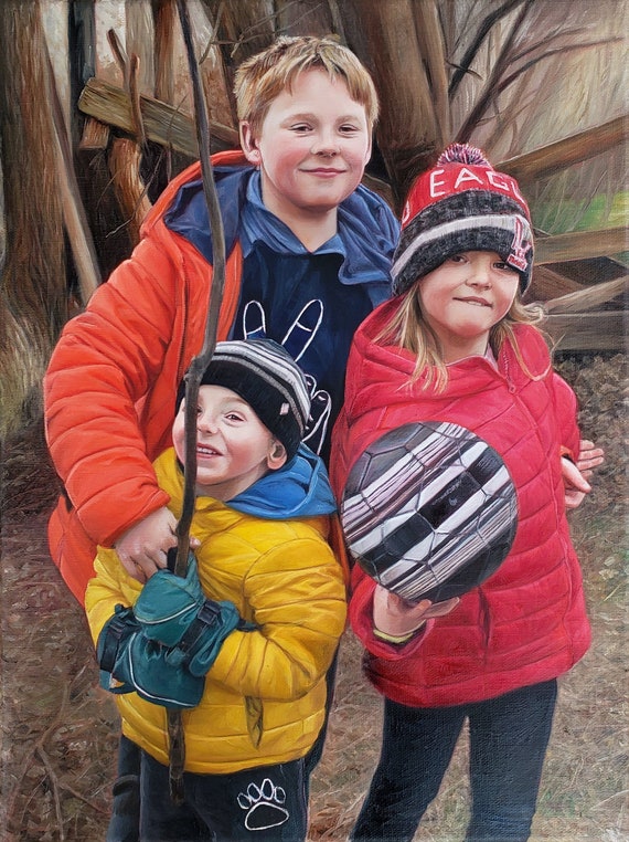 Custom Family Portrait - CUSTOM PORTRAIT PAINTING -  Oil Painting - Child Portrait - Painted from Photo