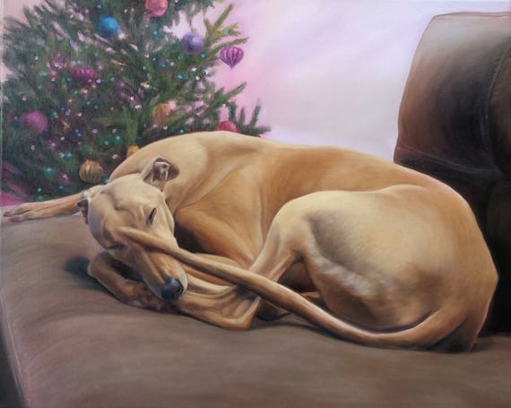 Custom Pet Portrait - Oil Painting - Dog Portrait - Greyhound - Dog Art - Perfect Gift Idea