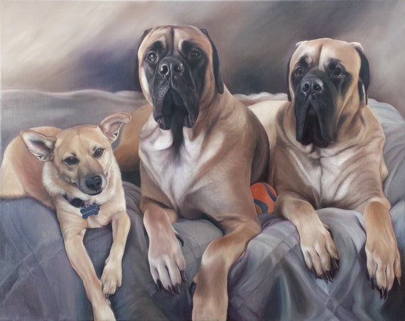 CUSTOM PET PORTRAIT - Oil Painting - Dog Painting - Great Dane - Mastiff - Terrier - Custom Portrait