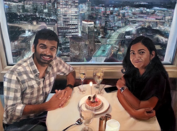 Custom Portrait - Oil Painting - Gift for Couple - Anniversary Gift - Custom Painting