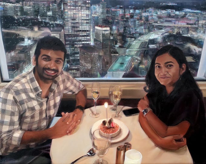 Custom Portrait - Oil Painting - Gift for Couple - Anniversary Gift - Custom Painting