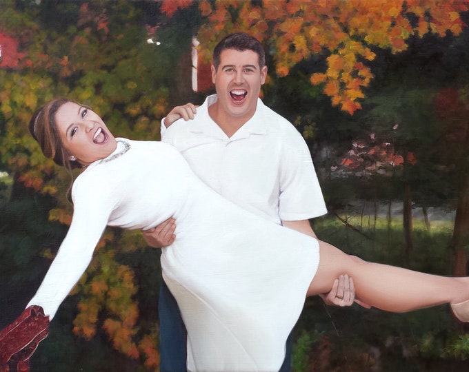 WEDDING PORTRAIT - Custom Portrait - Family Portrait - Oil Painting - ANNIVERSARY Gift