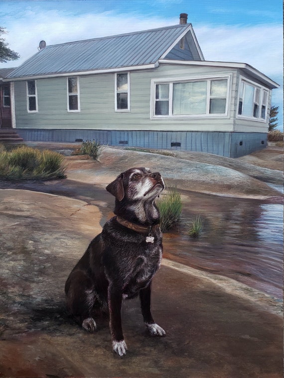 Custom House Portrait - House Painting - Pet Portrait - Pet Painting - Unique Gift Idea