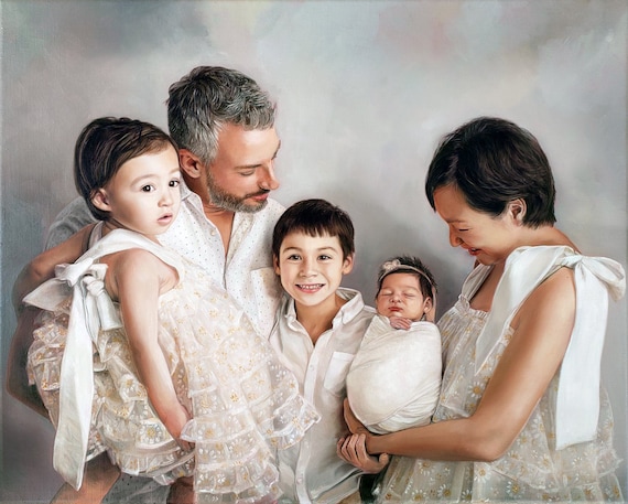Family Portrait - Oil Painting - Portrait Art - Oil on Canvas - Painting of Family