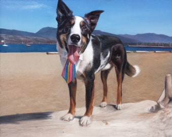 Custom PET PORTRAIT - Oil Painting - Dog Painting - Perfect Gift - Border Collie - Dog Portrait