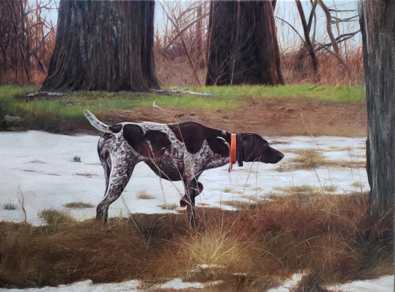 CUSTOM PET PORTRAIT Oil Painting Hunting Dog Dog Portrait German Short Haired Pointer Setter Lab image 6