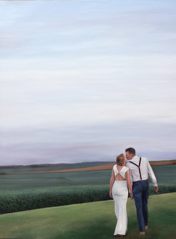 CUSTOM PORTRAIT - Wedding Portrait - Anniversary Gift - Wedding Painting - Oil Portrait