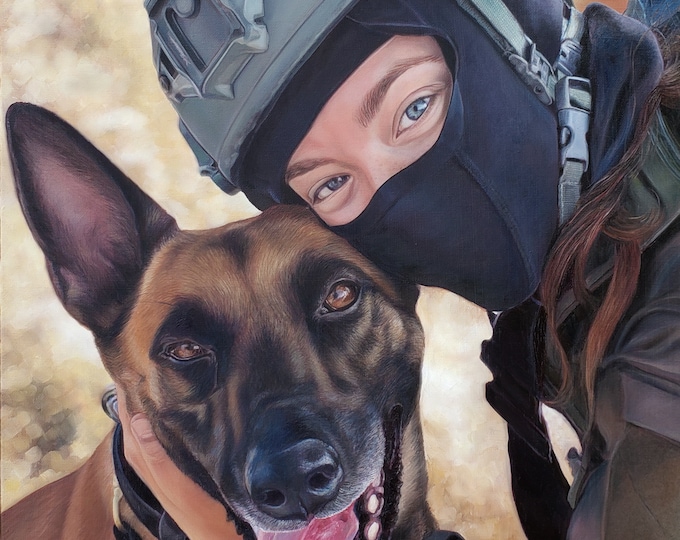 Custom Pet Portrait  - CUSTOM OIL PAINTING - Dog Painting - Dogue de Bordeaux - German Shephard