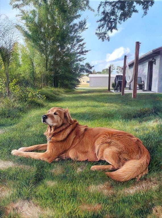 Custom Pet Portrait - Oil Painting -  Dog portrait - Dog Painting - Custom Pet Art - Golden Retriever -Great Dane
