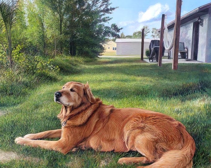Custom Pet Portrait - Oil Painting -  Dog portrait - Dog Painting - Custom Pet Art - Golden Retriever -Great Dane