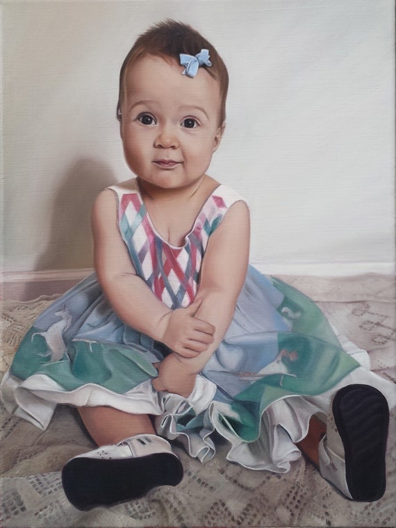 CUSTOM PORTRAIT - Custom Painting - Photo to Painting - Oil Painting - Baby Portrait