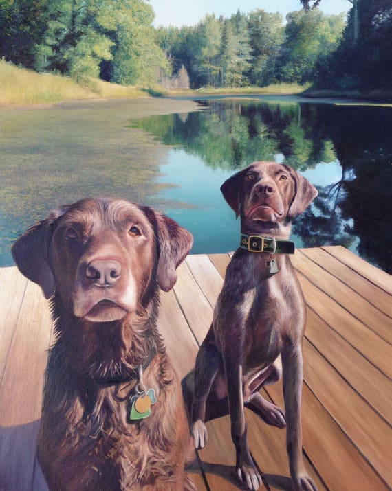 Custom Pet Portrait - Oil Painting - Dog Portrait - Chocolate Lab - German Short Hair Pointer - Perfect Gift Idea