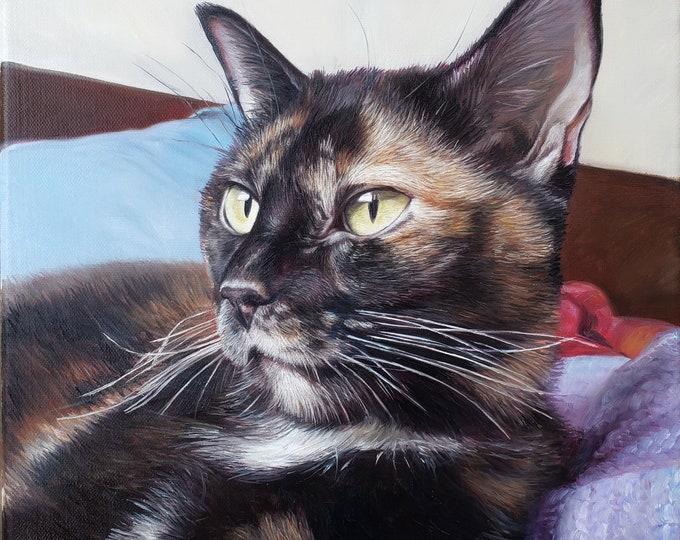 CAT PORTRAIT - Oil Painting - Pet Portrait - Cat Painting - Tabby Cat Art