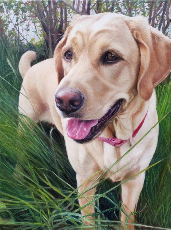 PET PORTRAIT - Dog Portrait - Black Lab - Yellow Lab - Chocolate Lab - Custom Painting - Oil Painting - Best Gift