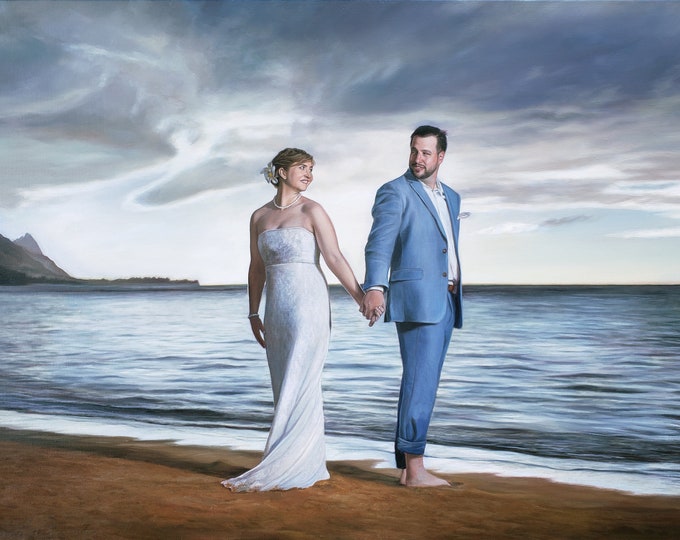 WEDDING PORTRAIT Custom Painting - Oil Painting - Anniversary Gift - Realistic Painting - Commissioned Artwork, Gift for Newly Weds