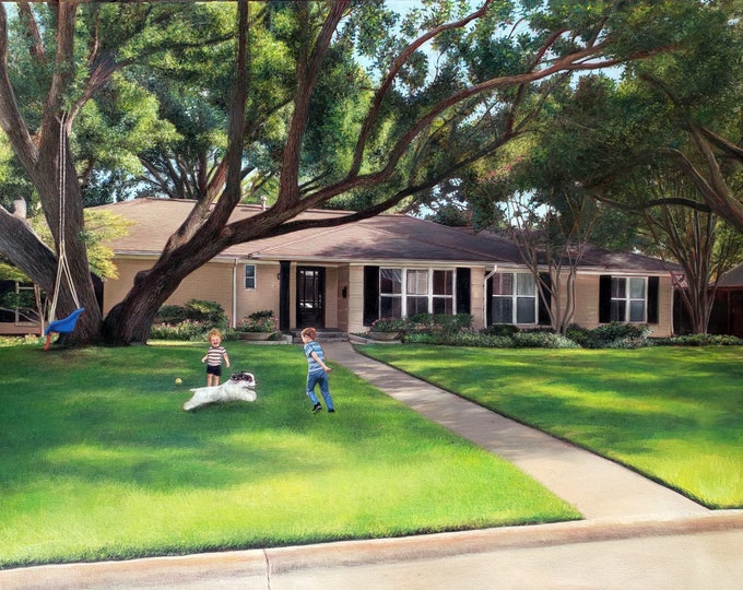 Custom House Painting from Photo - CUSTOM HOUSE POTRTRAIT - Oil Painting - Unique Housewarming Gift