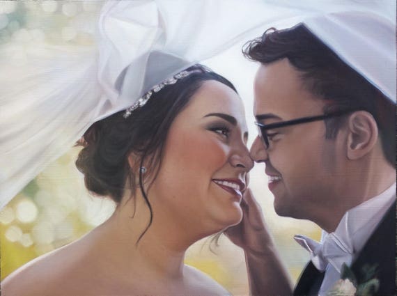 Wedding Portrait - Custom Wedding Art - Oil Portrait - Commissioned Painting for Newly Weds - Anniversary Gift - Gift for the Bride or Groom